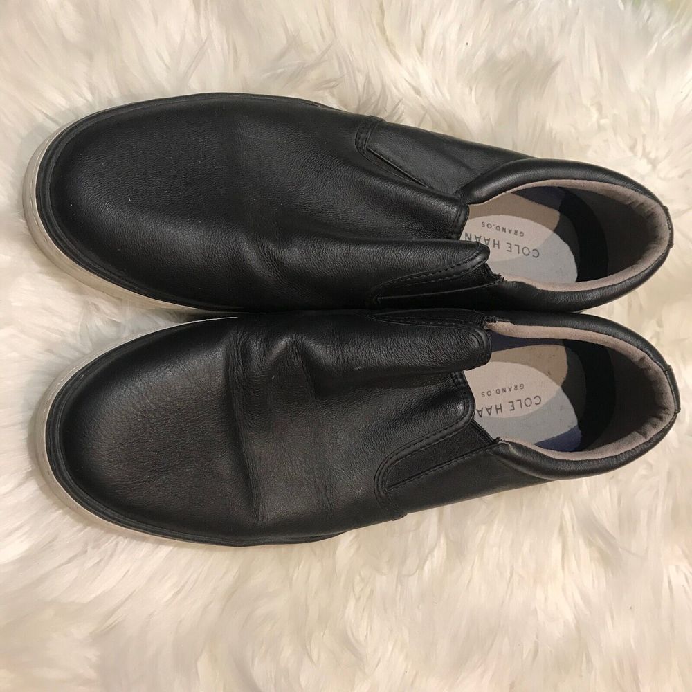 Cole Haan Grand OS Falmouth Men's Black Leather Slip Ons Loafers Shoes Size 13M